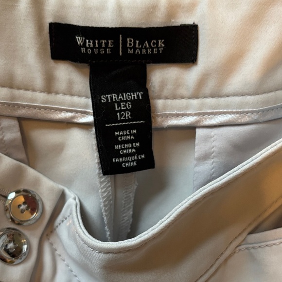 White House Black Market Women's Cream Straight Leg Pants - Picture 4 of 5